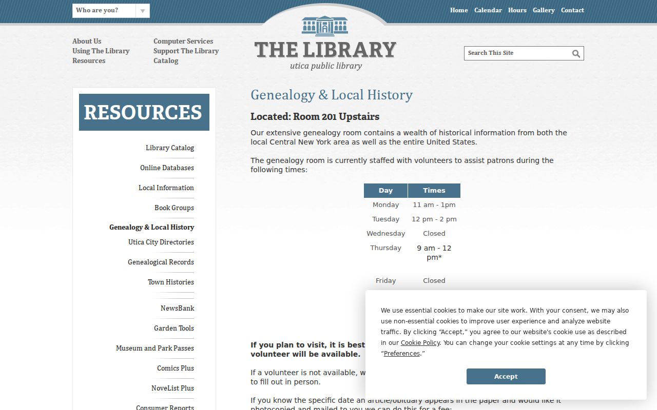 Oneida County city directory genealogy resources at Utica Public Library
