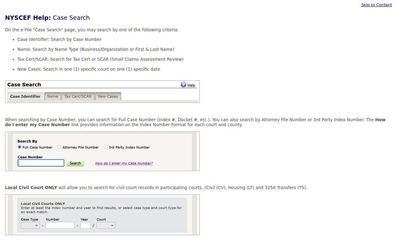Oneida County residents directory New York court case search guidance
