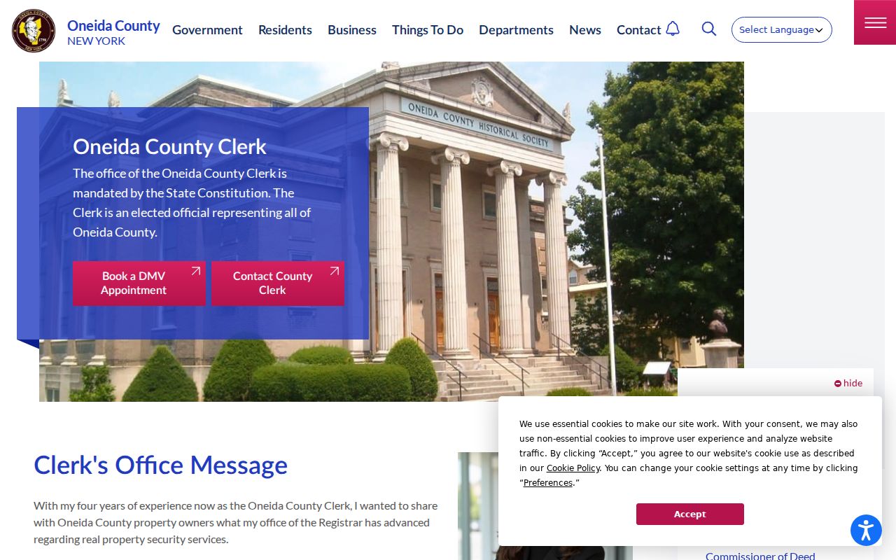 Oneida County residents directory County Clerk records access