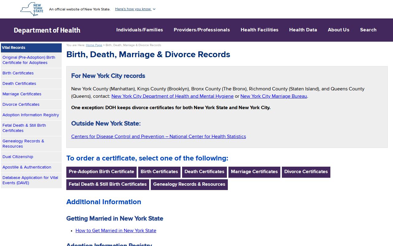 Oneida County resident lookup New York vital records source